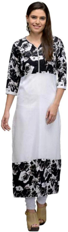 Shubh Kadam Casual Floral Print Women Kurti(White)