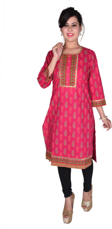 Ellegent Casual Printed Women Kurti(Pink)