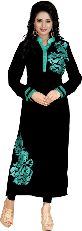Khushali Casual Self Design, Embroidered Women Kurti(Green, Black)
