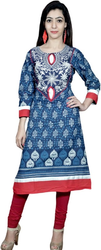 UB Fashion Casual Embroidered Women Kurti(Light Blue)