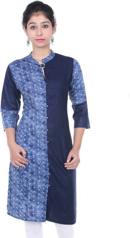 Chichi Casual Self Design Women Kurti(Blue)