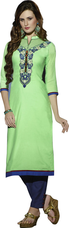 Khoobee Casual Self Design, Embroidered Women Kurti(Light Green)