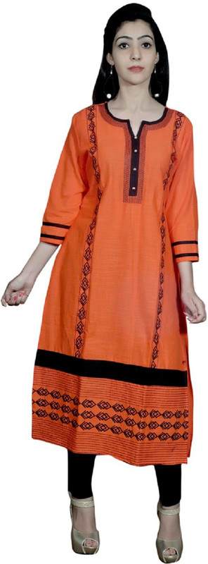 UB Fashion Striped Women Kurti(Orange)