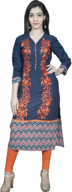 UB Fashion Festive & Party Embroidered Women Kurti(Dark Blue)