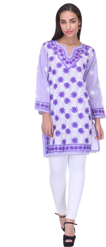 Ahliya Libaz Casual Embroidered Women Kurti(Purple)