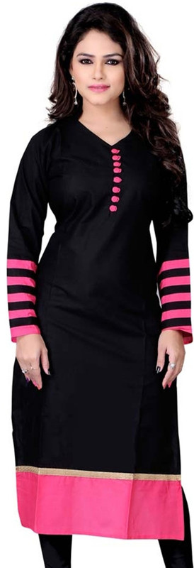 Palav Designer Formal Self Design Women Kurti(Black)