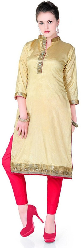 farry Festive & Party Embellished Women Kurti(Gold)
