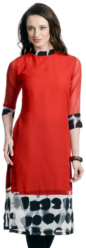 AAINU COLLECTION Casual Animal Print, Solid Women Kurti(Red)