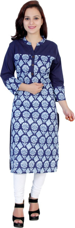 Gaura Casual Printed Women Kurti(Dark Blue)
