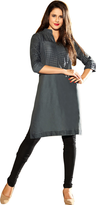Khushali Casual Printed Women Kurti(Grey)