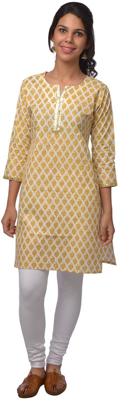 Style and Culture Casual Floral Print Women Kurti(Yellow)