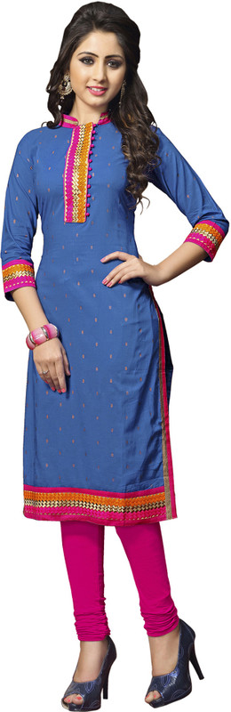 Khushali Formal Self Design, Embroidered Women Kurti(Blue)