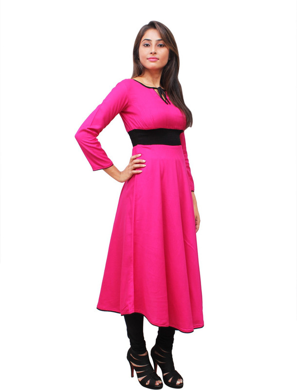 Sritika Formal Solid Women Kurti(Pink)