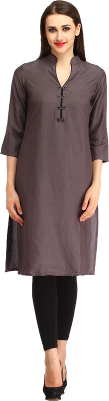 Kanah Shri Casual Solid Women Kurti(Grey)
