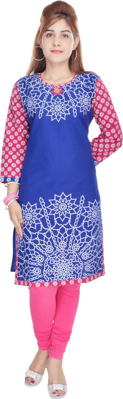 Mahaveer Fashion Casual Printed Women Kurti(Blue)