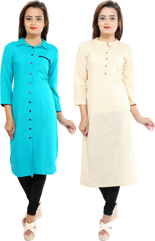 DAZZELING Casual Printed Women Kurti(Pack of 2, Multicolor)