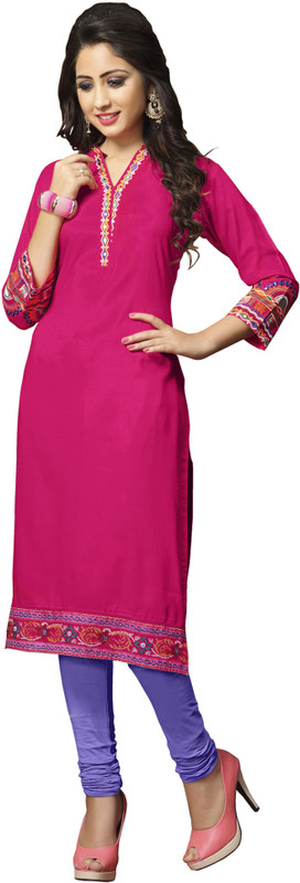 Khushali Formal Self Design, Embroidered Women Kurti(Pink)