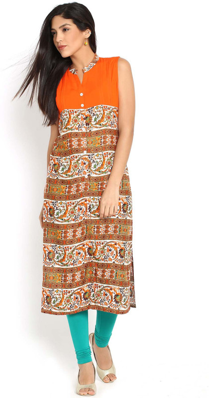 Soch Printed Women Kurti(Orange)