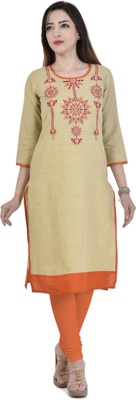 Fashion Bonanza Festive & Party Printed Women Kurti(Beige)