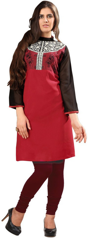 Parisha Formal Embroidered Women Kurti(Maroon, Black)
