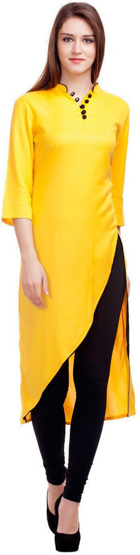 Shelina Festive & Party Self Design Women Kurti(Yellow)