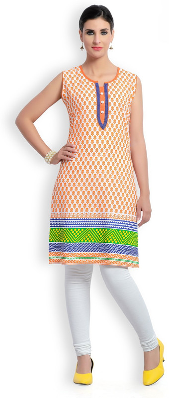 Zola Casual Floral Print Women Kurti(Orange)