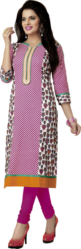 Khushali Formal Self Design, Embroidered Women Kurti(Multicolor, Pink)