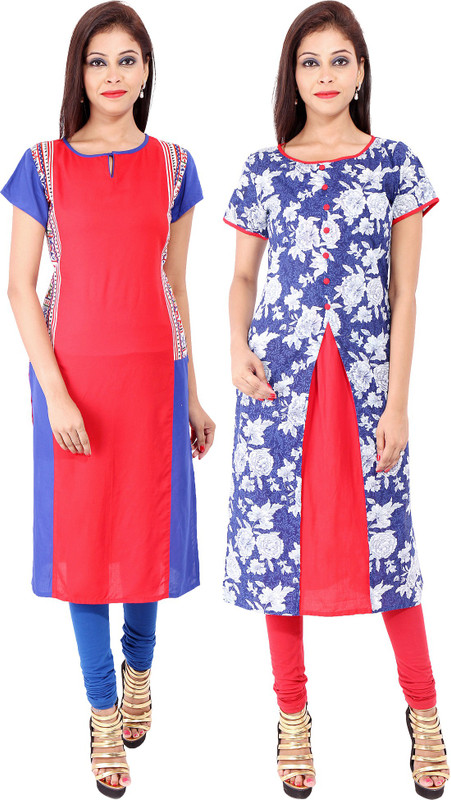 DAZZELING Casual Solid Women Kurti(Pack of 2, Multicolor)