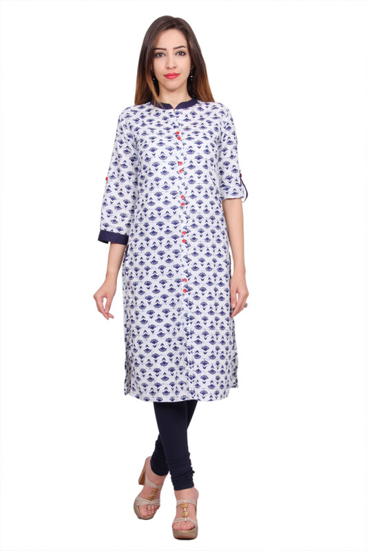 Stylum Formal Printed Women Kurti(Red, White, Blue)