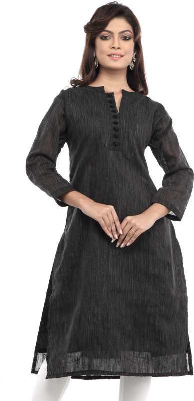 BONNA Casual Self Design Women Kurti(Black)