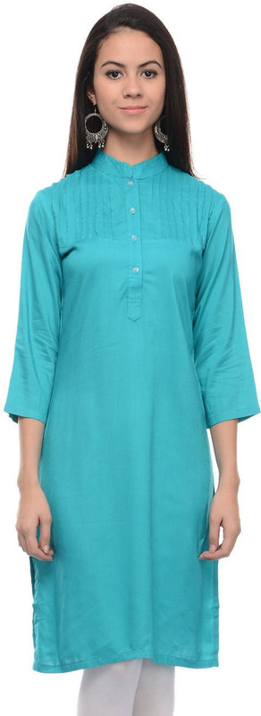 Sritika Casual Solid Women Kurti(Blue)