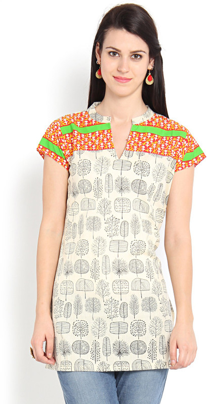 Soch Casual Printed Women Kurti(Beige)