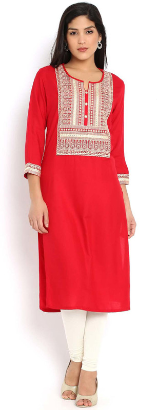 Soch Embroidered Women Kurti(Red)