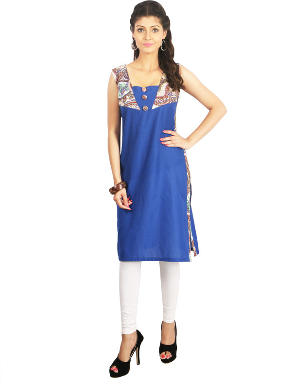Fabinbox Casual Solid Women Kurti(Blue)