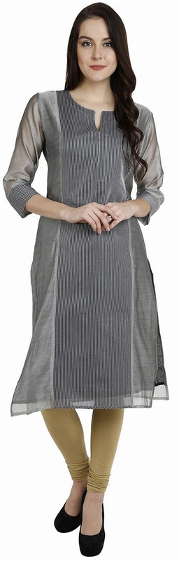 ASMAANI Casual Self Design Women Kurti(Grey)