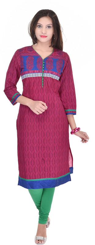 Mahaveer Fashion Casual Printed Women Kurti(Pink)