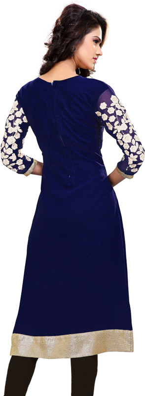 Khoobee Festive & Party Self Design, Embroidered Women Kurti(Dark Blue)