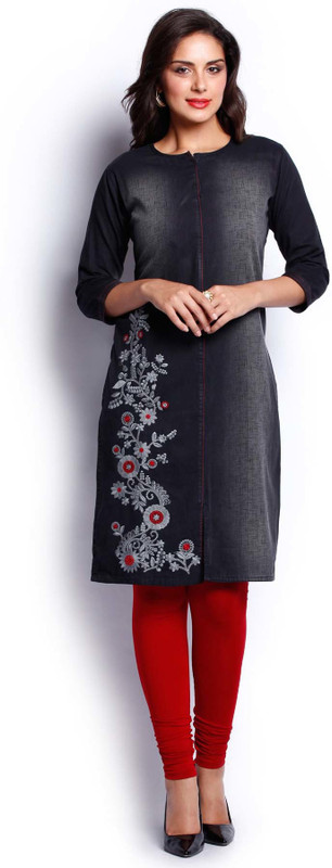 Soch Casual Embroidered Women Kurti(Blue)