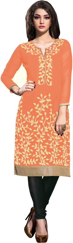 Manthan Casual Embroidered Women Kurti(Yellow)
