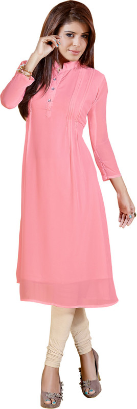 Parisha Casual Solid Women Kurti(Pink)