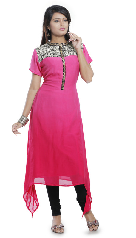 #Kurtify Festive & Party Solid Women Kurti(Pink)
