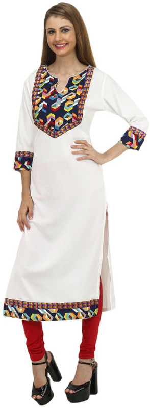 Chandigarh Fashion Mall Festive & Party Printed Women Kurti(White)