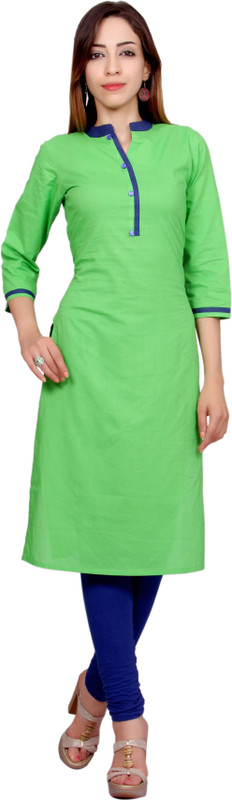 Stylum Women Solid Straight Kurta(Light Green)