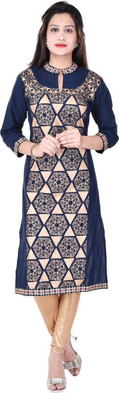FabTag - The Style Story Casual Embroidered Women Kurti(Blue)