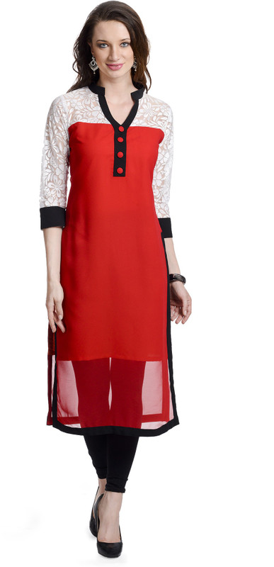 Sukanyaa Casual Solid Women Kurti(Red)