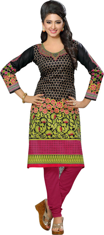 Khushali Self Design, Printed Women Kurti(Multicolor, Black)