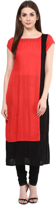 IVES Casual Solid Women Kurti(Red)