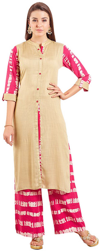 Neerus Casual Solid Women Kurti(Pink)