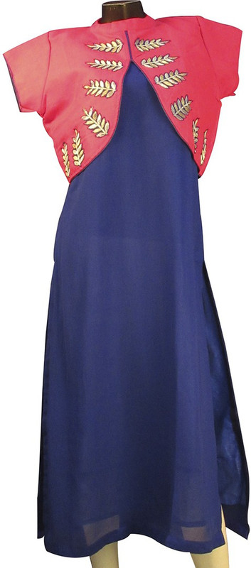 Sati Festive & Party Embroidered Women Kurti(Pink, Blue)