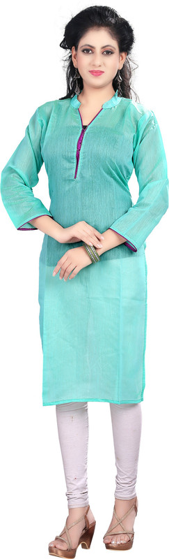 Sanju Sarees Casual Self Design Women Kurti(Blue)